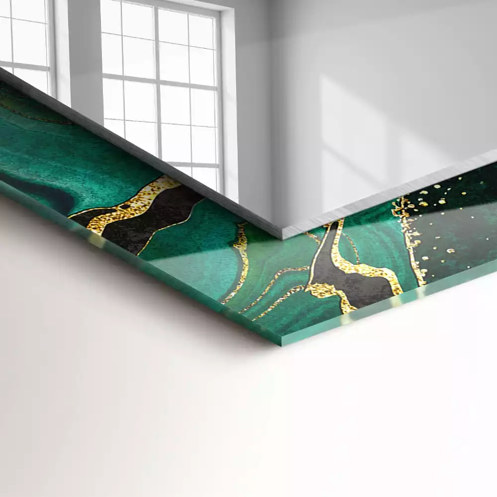 Négyszögletes dísztükör Zöld absztrakt minták