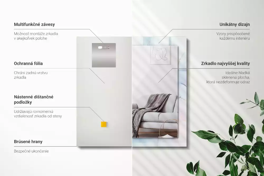 Négyszögletes dísztükör Absztrakt akvarell