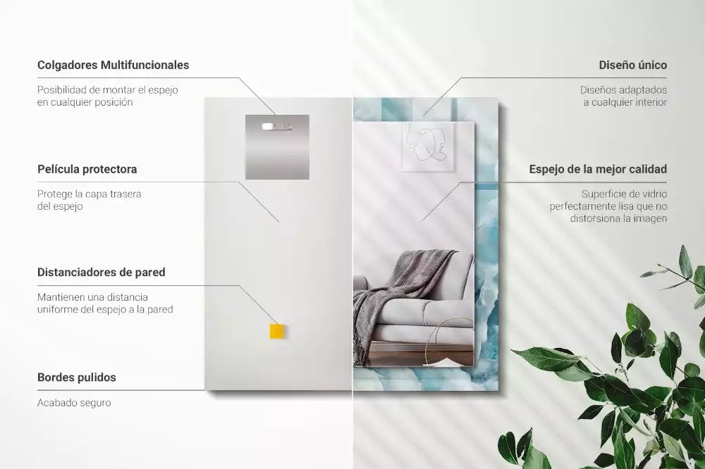 Négyszögletes dísztükör Kék márvány textúra