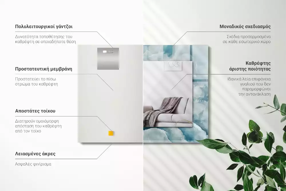 Négyszögletes dísztükör Kék márvány textúra