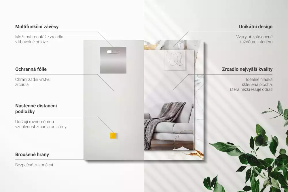 Négyszögletes dísztükör Eredzett márvány