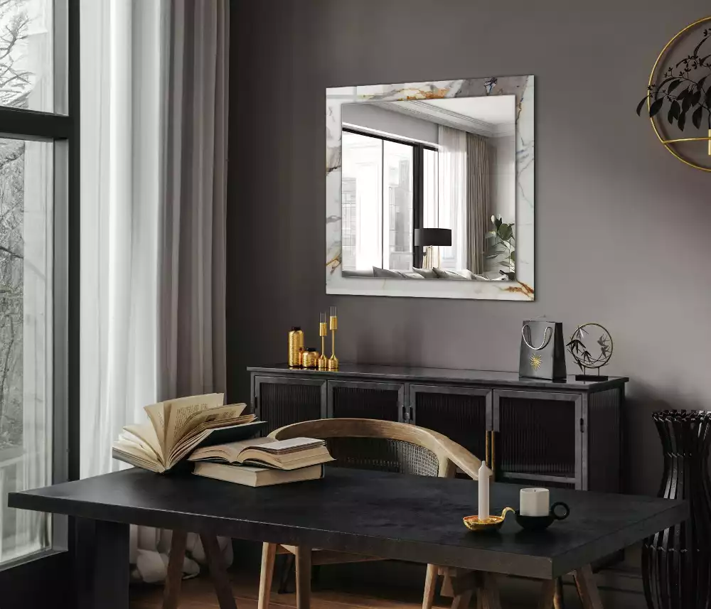 Négyszögletes dísztükör Eredzett márvány