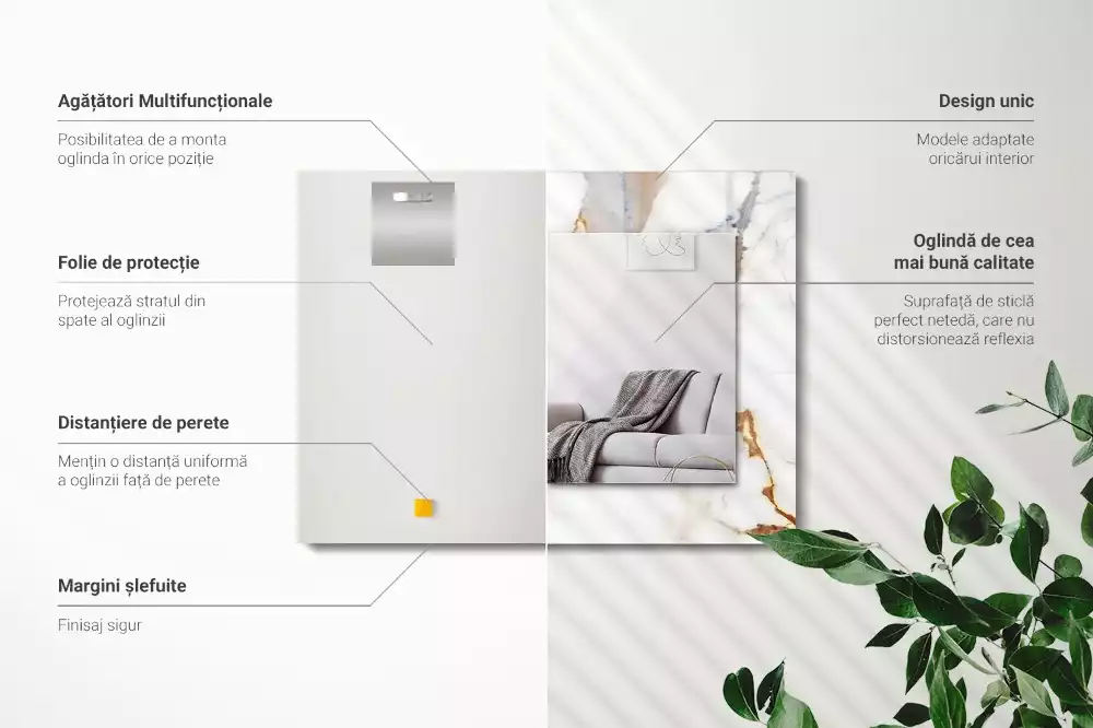 Négyszögletes dísztükör Eredzett márvány