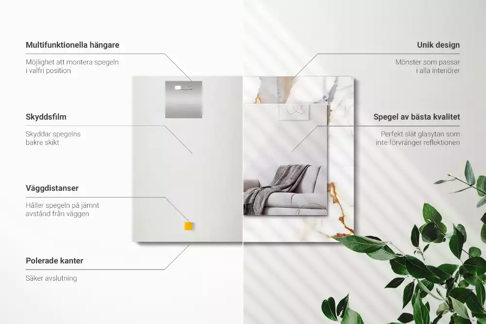 Négyszögletes dísztükör Eredzett márvány