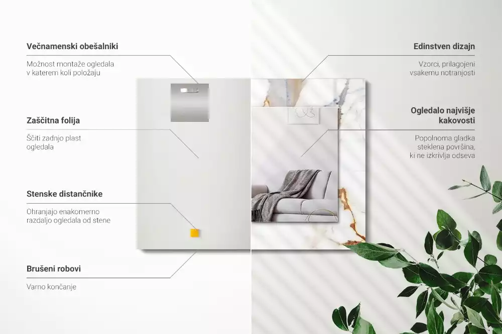 Négyszögletes dísztükör Eredzett márvány