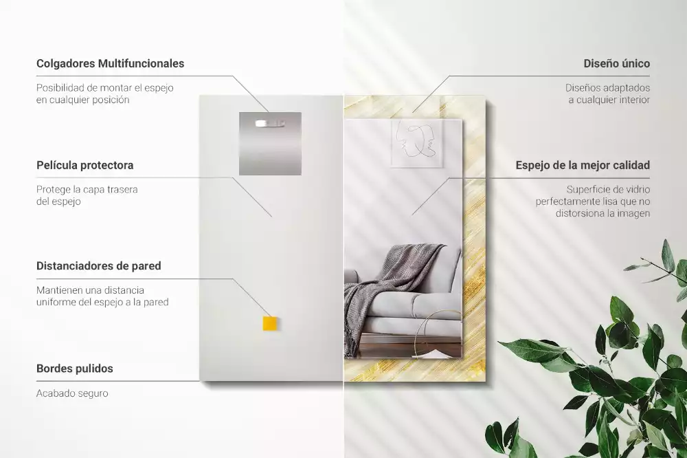 Négyszögletes dísztükör Sárga absztrakt vonalak