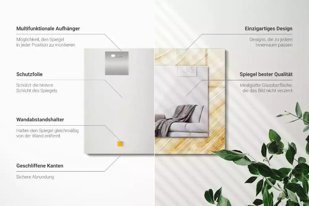 Négyszögletes dísztükör Sárga absztrakt vonalak