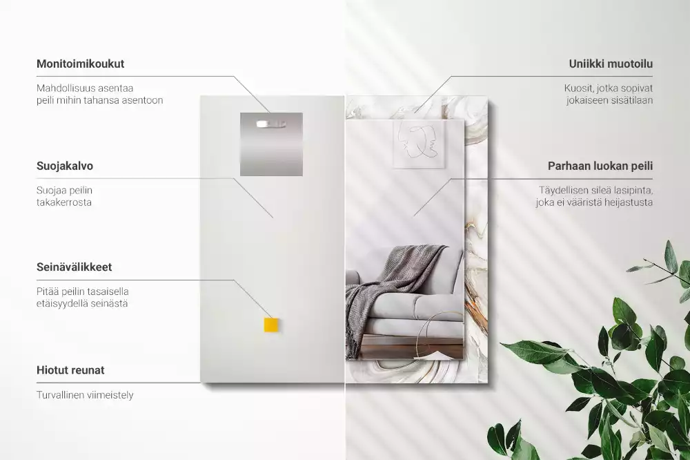 Négyszögletes dísztükör Absztrakt márvány minta