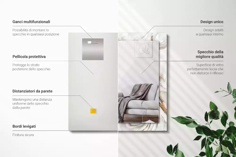 Négyszögletes dísztükör Absztrakt márvány minta