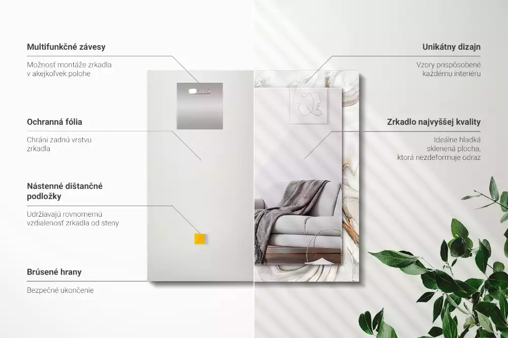 Négyszögletes dísztükör Absztrakt márvány minta