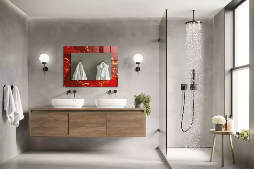 Négyszögletes dísztükör Absztrakt vörös festék