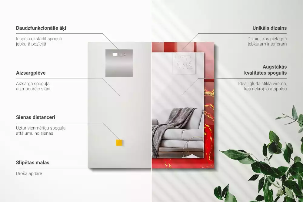 Négyszögletes dísztükör Absztrakt vörös festék