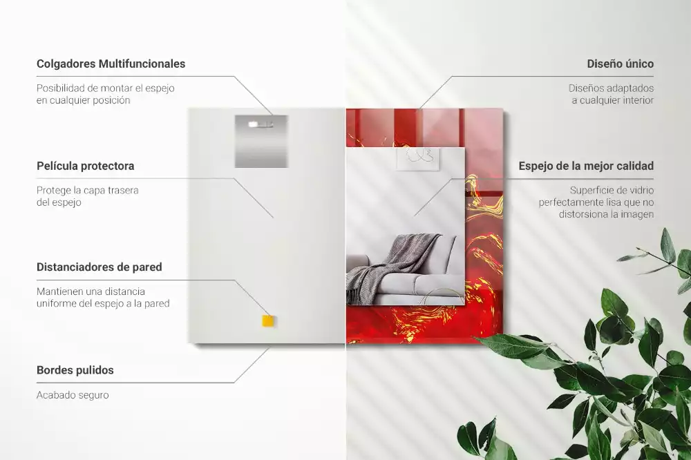 Négyszögletes dísztükör Absztrakt vörös festék