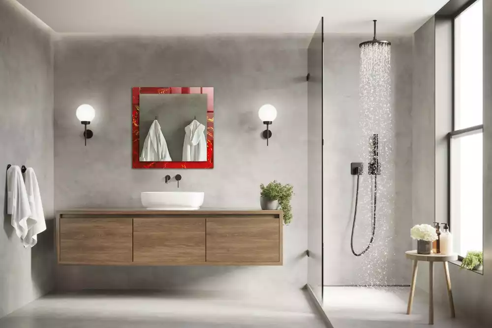 Négyszögletes dísztükör Absztrakt vörös festék