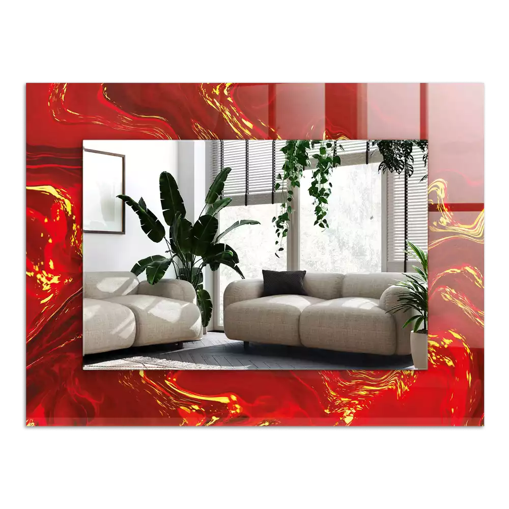 Négyszögletes dísztükör Absztrakt vörös festék