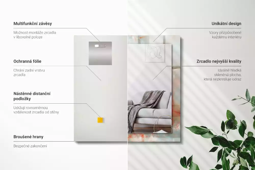 Négyszögletes dísztükör Absztrakt színes textúra