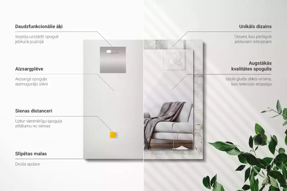 Négyszögletes dísztükör Repedt betonfal