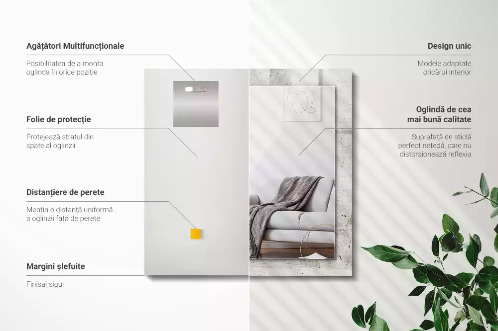 Négyszögletes dísztükör Repedt betonfal