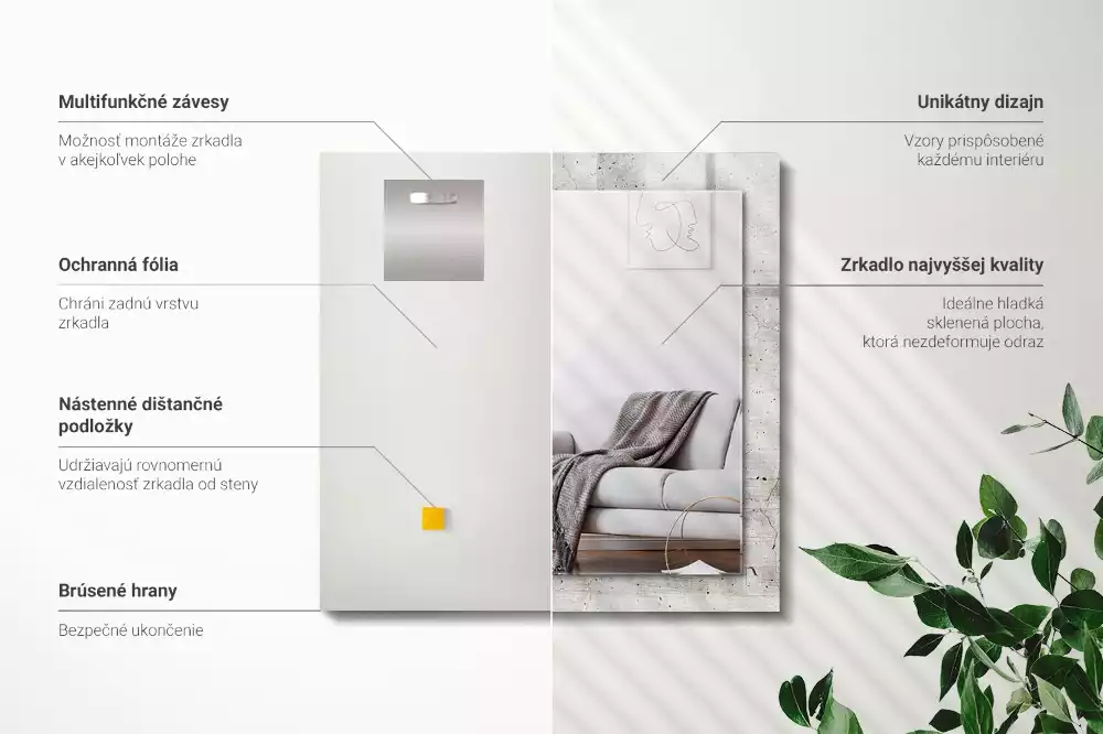 Négyszögletes dísztükör Repedt betonfal