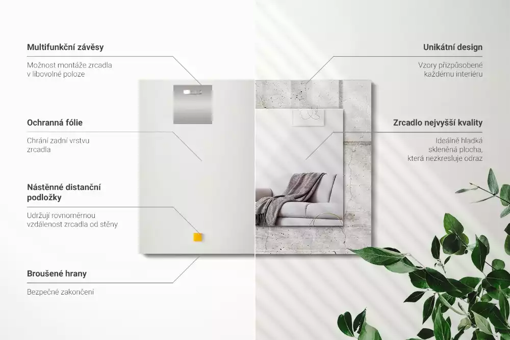 Négyszögletes dísztükör Repedt betonfal