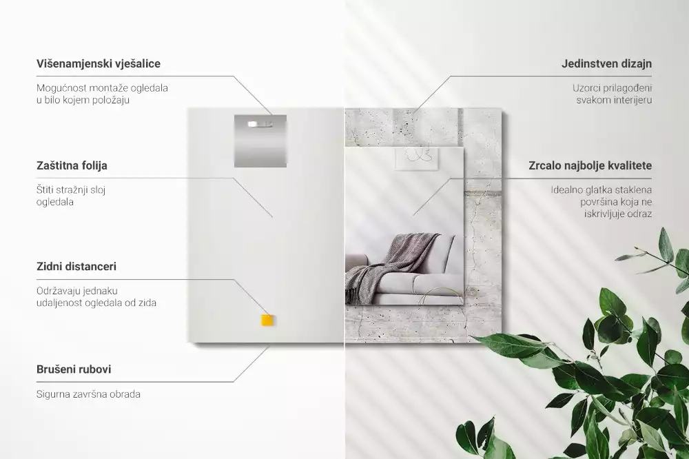 Négyszögletes dísztükör Repedt betonfal