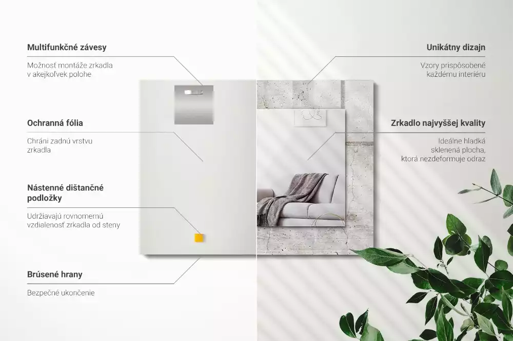 Négyszögletes dísztükör Repedt betonfal