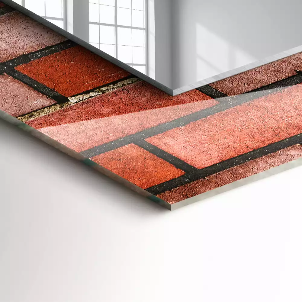 Négyszögletes dísztükör Vörös téglafal