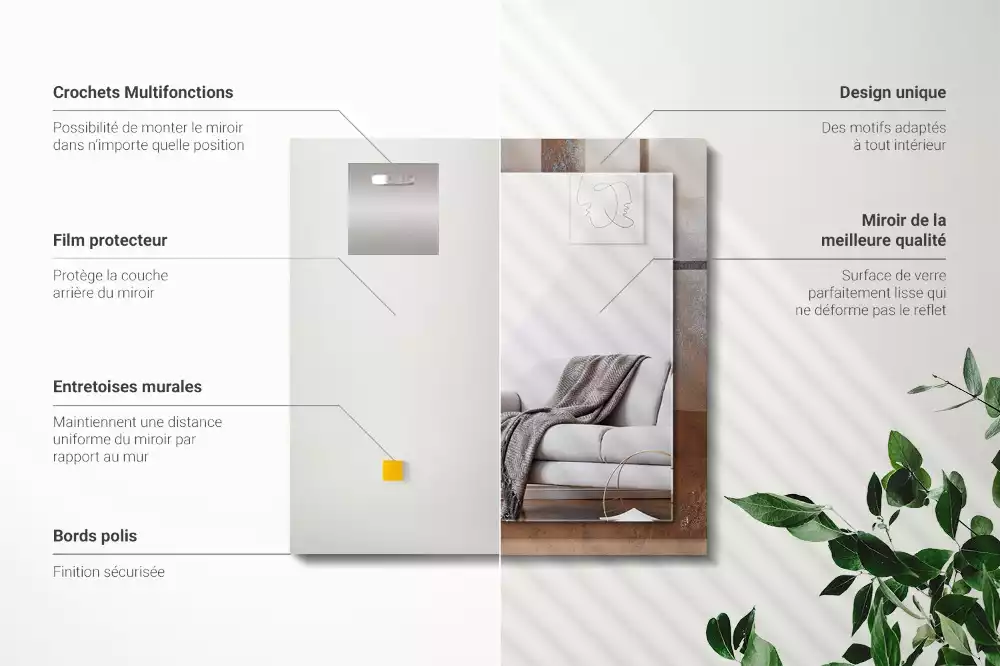 Négyszögletes dísztükör Divatos rozsda fém