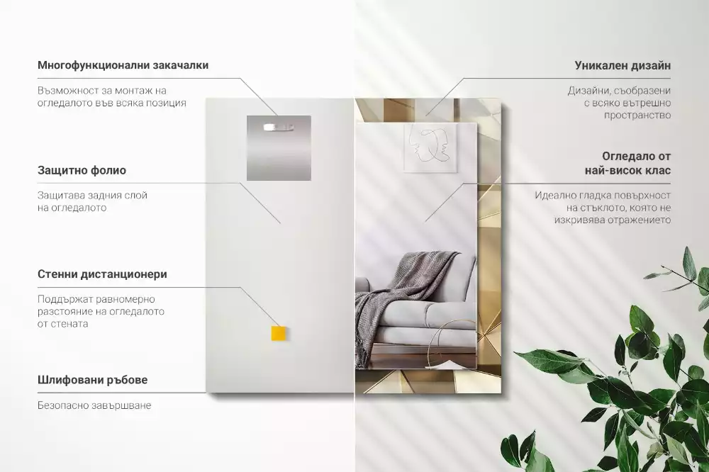 Négyszögletes dísztükör Geometriai formák