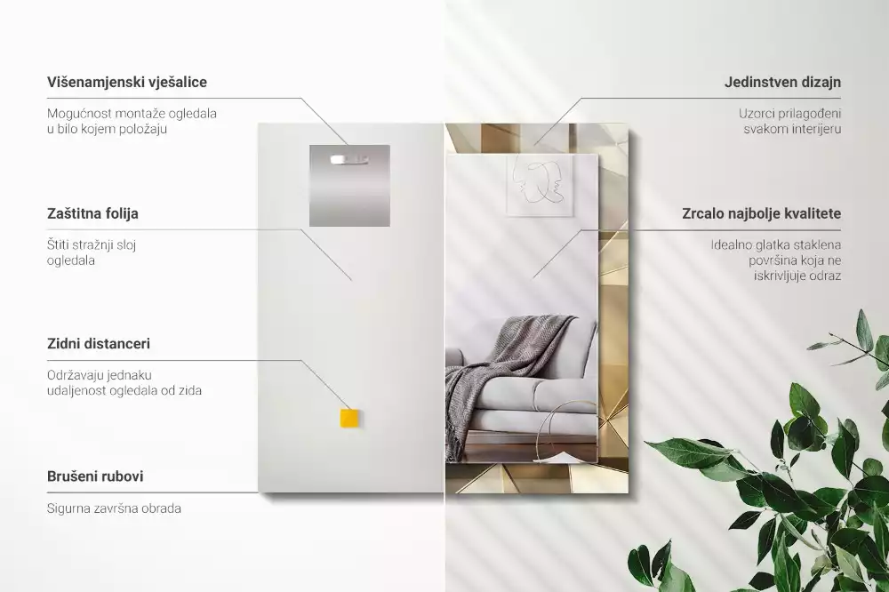 Négyszögletes dísztükör Geometriai formák