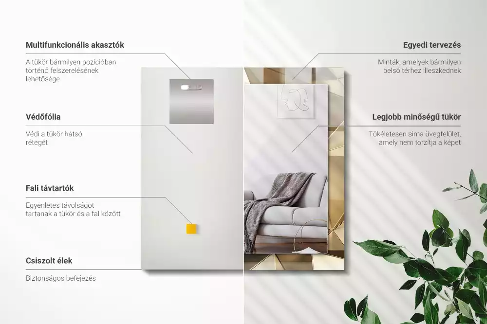 Négyszögletes dísztükör Geometriai formák