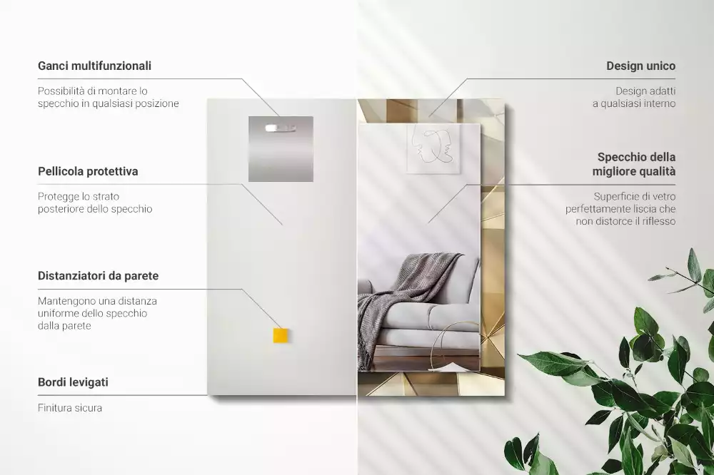 Négyszögletes dísztükör Geometriai formák