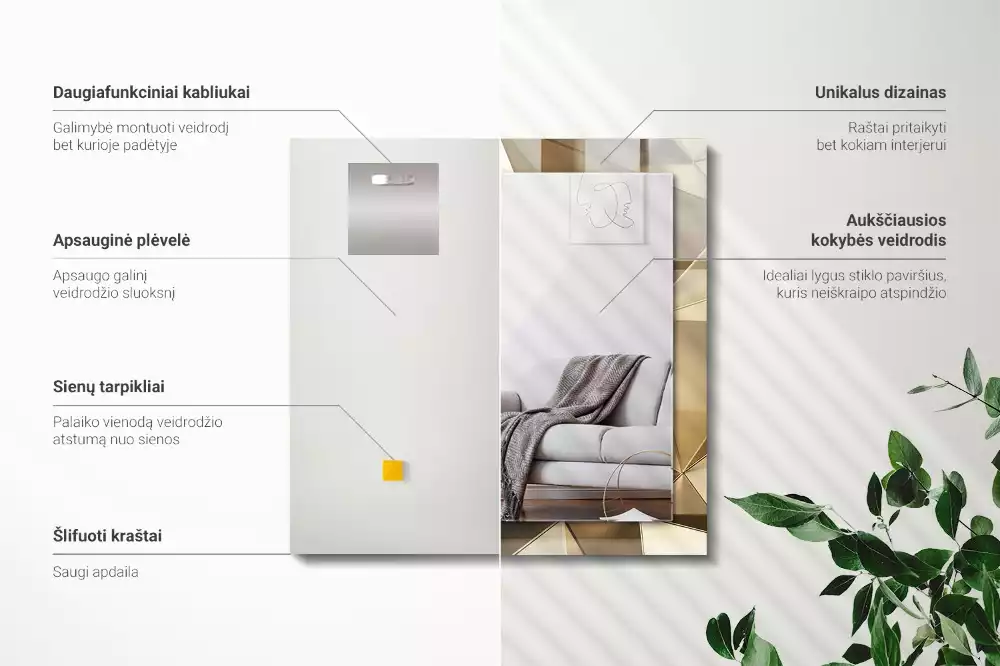 Négyszögletes dísztükör Geometriai formák