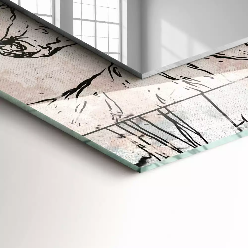 Négyszögletes dísztükör Szarvas róka növények