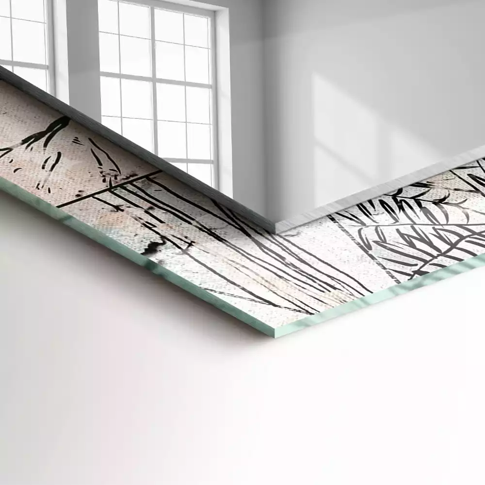 Négyszögletes dísztükör Szarvas róka növények