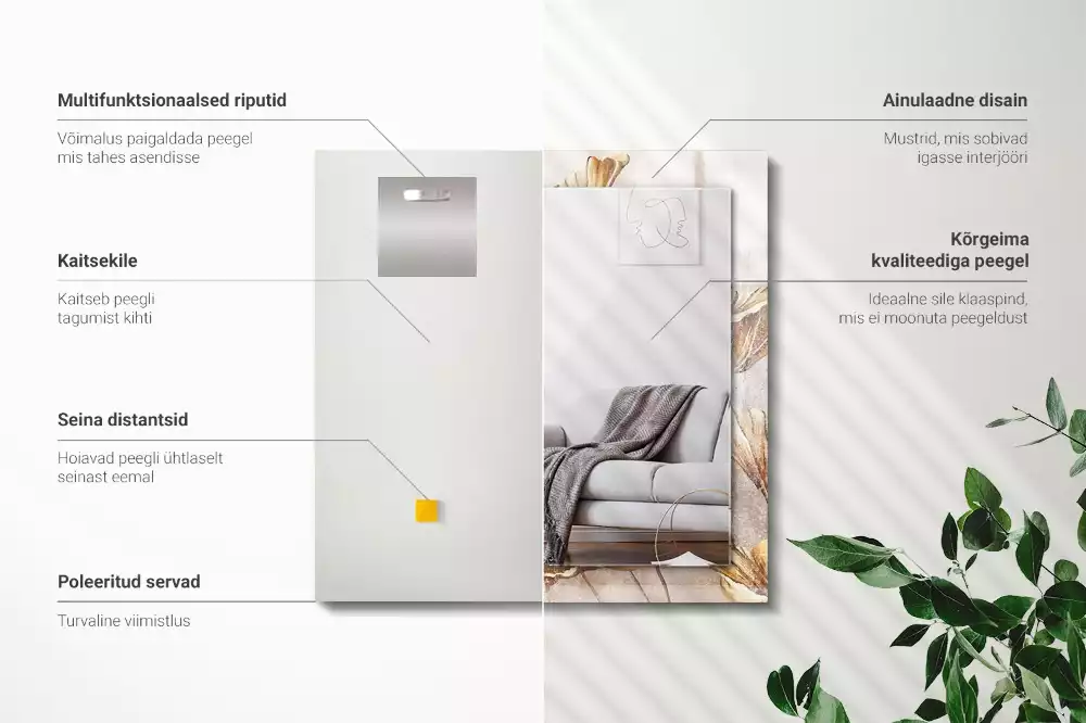 Négyszögletes dísztükör Vintage virágok