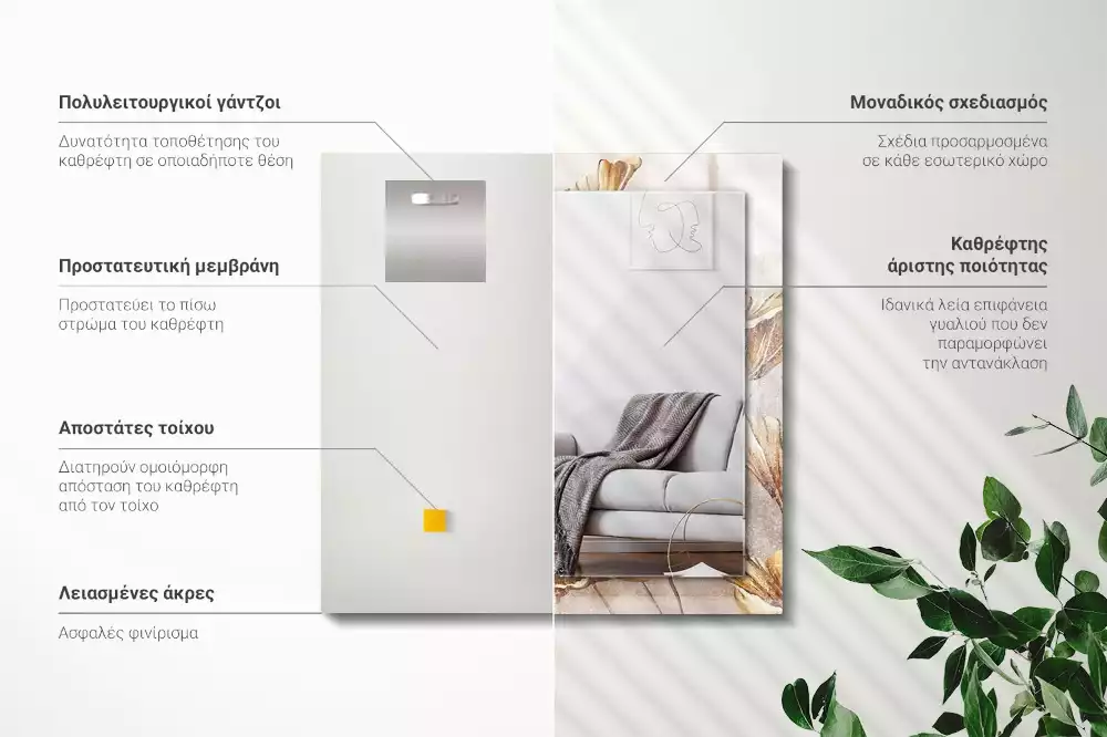 Négyszögletes dísztükör Vintage virágok