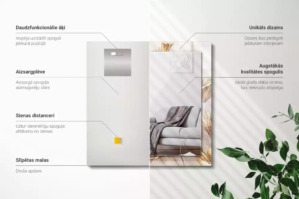 Négyszögletes dísztükör Vintage virágok