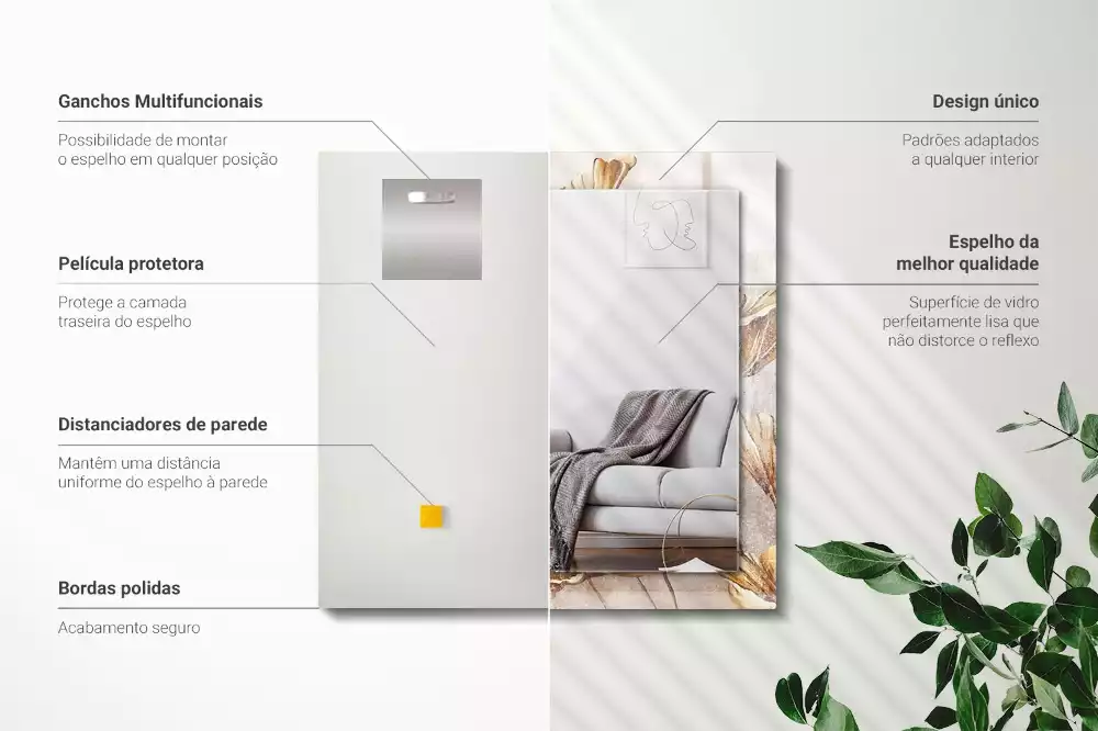 Négyszögletes dísztükör Vintage virágok