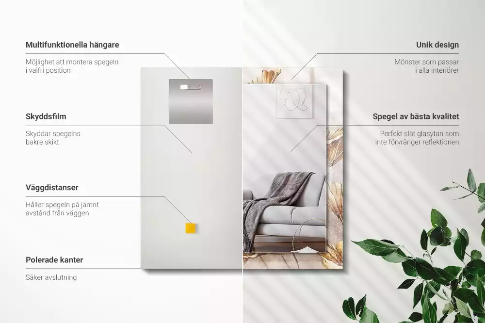 Négyszögletes dísztükör Vintage virágok