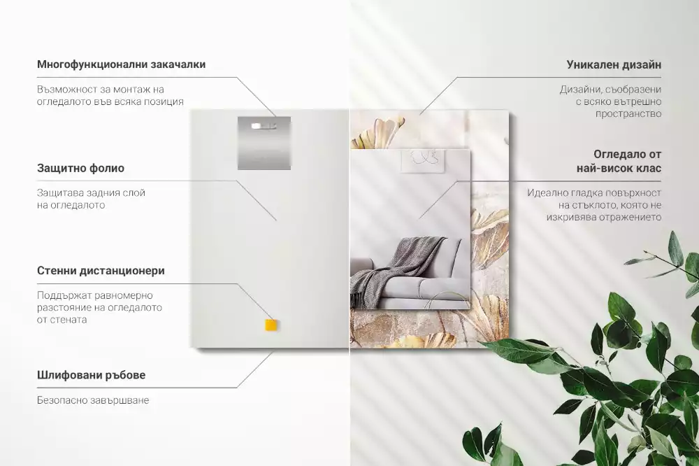 Négyszögletes dísztükör Vintage virágok