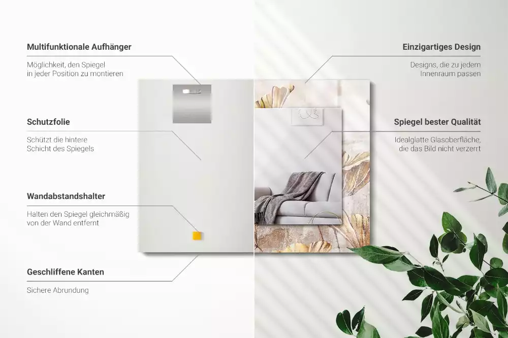 Négyszögletes dísztükör Vintage virágok