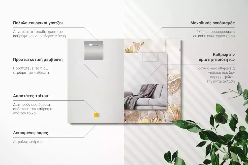 Négyszögletes dísztükör Vintage virágok