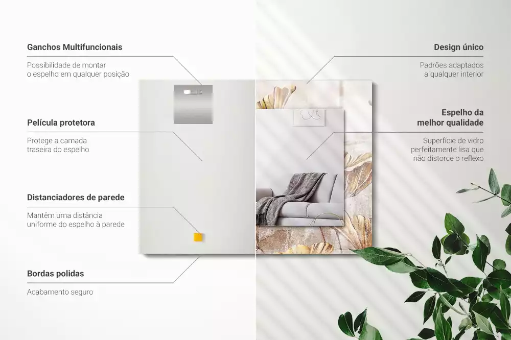 Négyszögletes dísztükör Vintage virágok