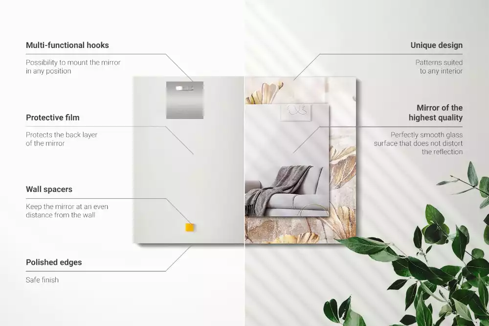 Négyszögletes dísztükör Vintage virágok