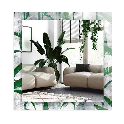 Négyszögletes dísztükör A növény zöld levelei