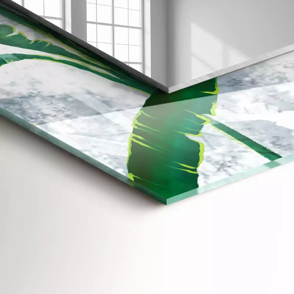 Négyszögletes dísztükör A növény zöld levelei