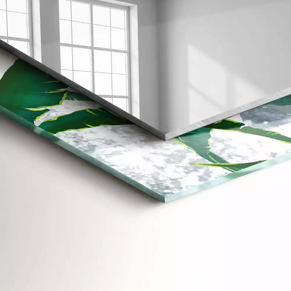 Négyszögletes dísztükör A növény zöld levelei