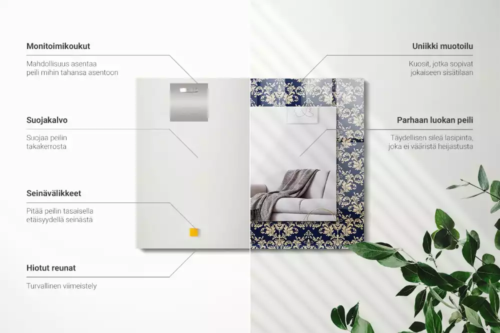 Négyszögletes dísztükör Viktoriánus háttérkép minta