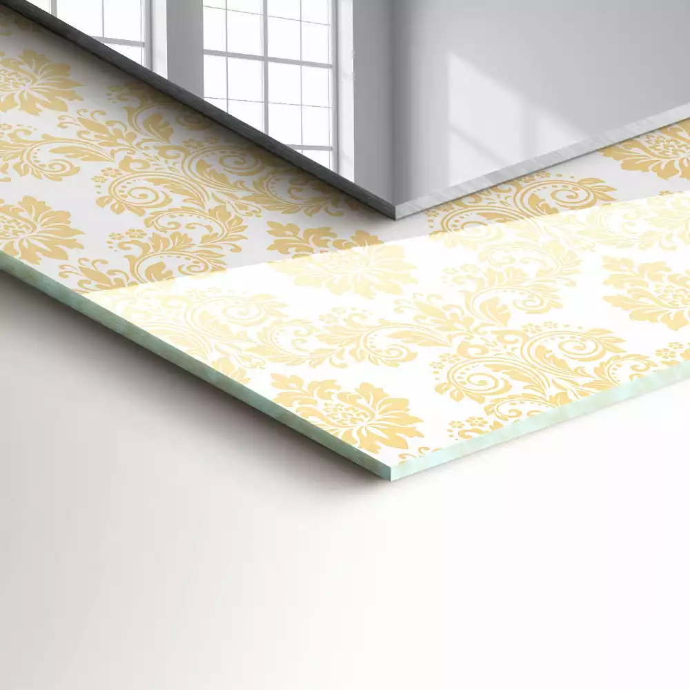 Négyszögletes dísztükör Sárga díszek